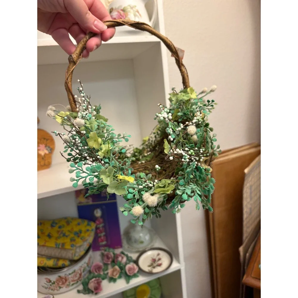 Rustic Whimsy Basket with Faux Greenery Decor